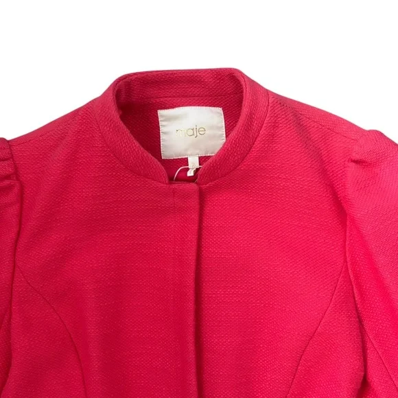 Maje Paris Abitibi Gathered Sleeve Jacket Pink Size FR 38/ US M